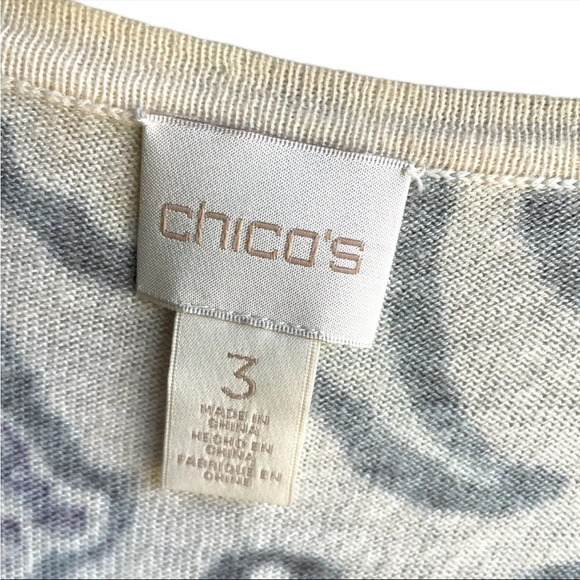 Chico’s Stamped Paisley v neck tunic Sweater size XLarge (3) - Picture 5 of 7